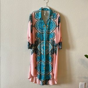 Aratta Duster w/Vivid Coral and Turquoise pattern
